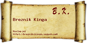 Breznik Kinga névjegykártya